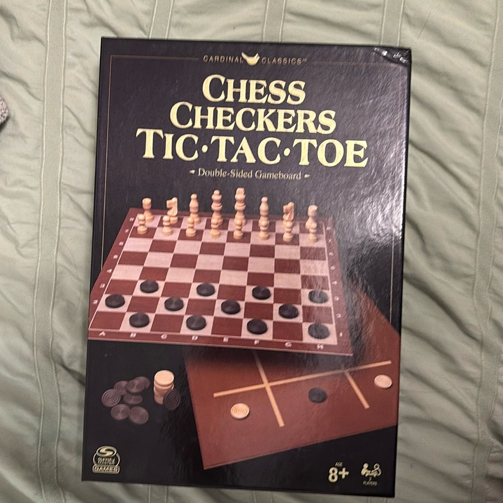 Chess Checkers and Tic Tac Toe Board Game Set